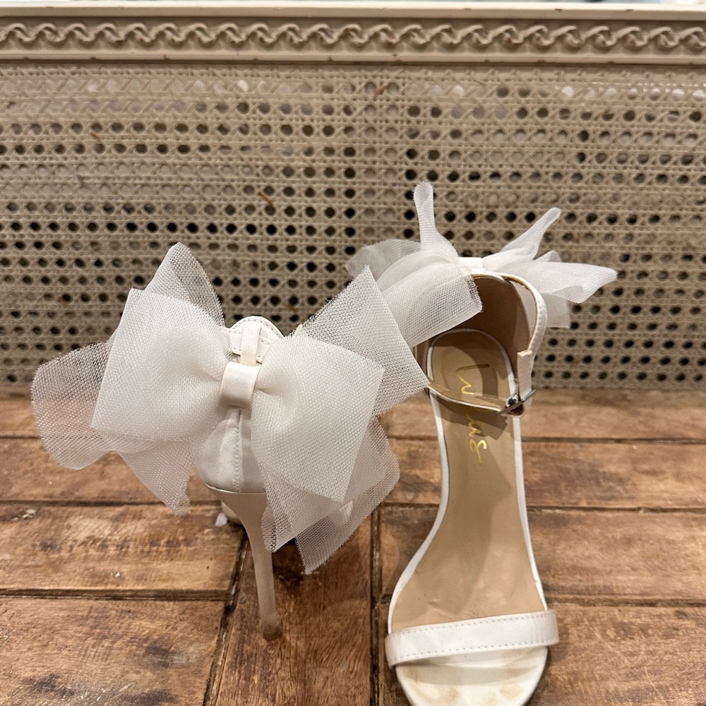 Lulu's Wedding/Bridal Shower White Bow Heels